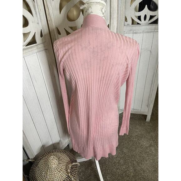 LOFT Lightweight Cardigan Women's Small Light Pink Open Front Long Sleeve Top - Picture 3 of 7